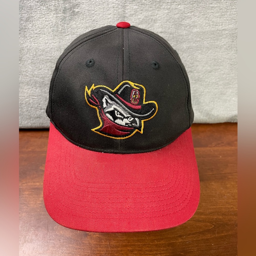 Quad City River Bandits Hat Cap Strap Back Black Red OC Sports One Size MiLB